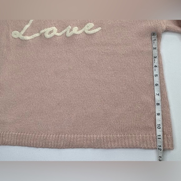 Mia & Tess “ Love” V Neck Knit Long Sleeve Rose Sweater Womens Large - Picture 6 of 11